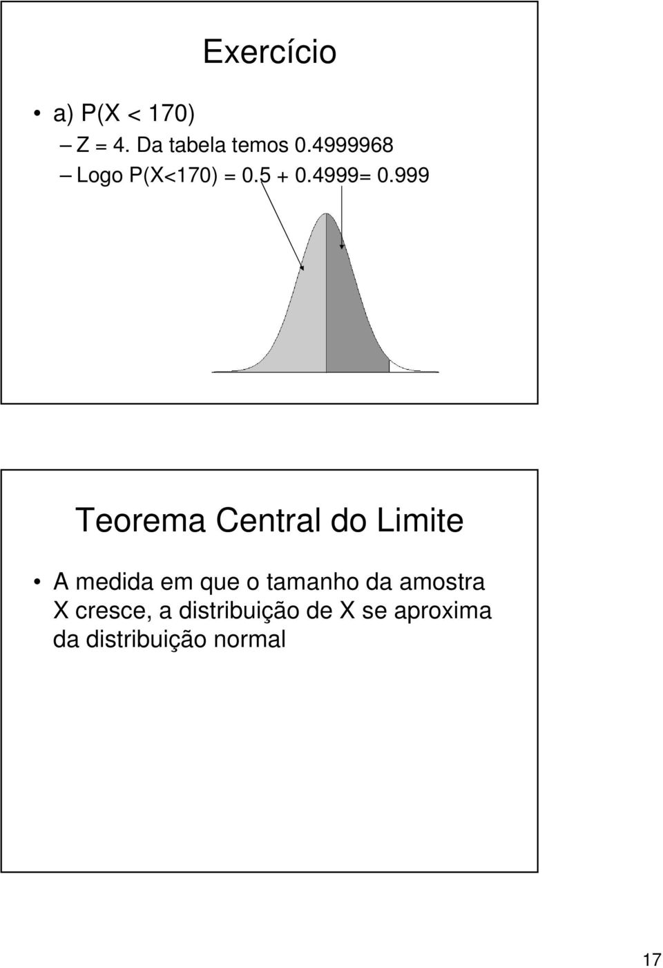 999 Teorema Central do Limite A medida em que o