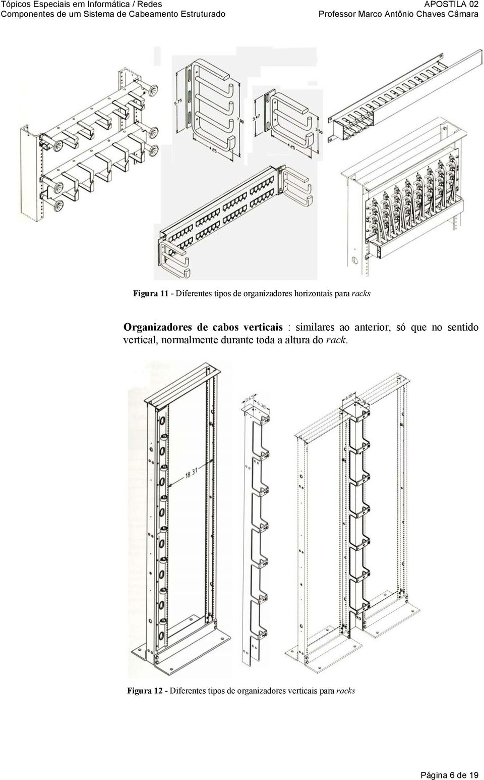 sentido vertical, normalmente durante toda a altura do rack.