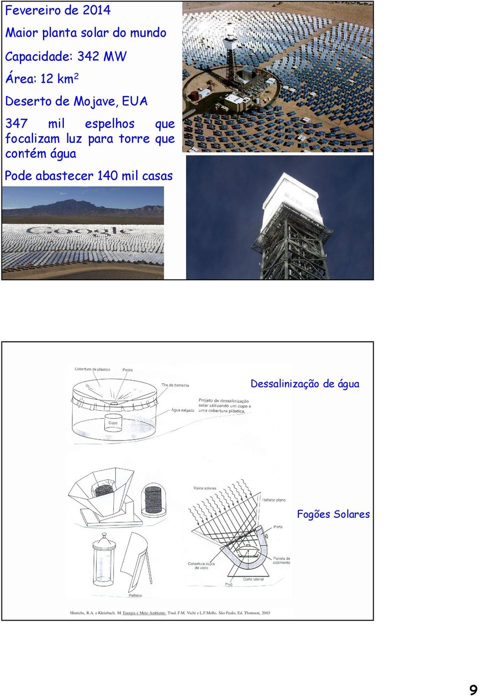 abastecer 140 mil casas Dessalinização de água Fogões Solares Hinrichs, R.A.