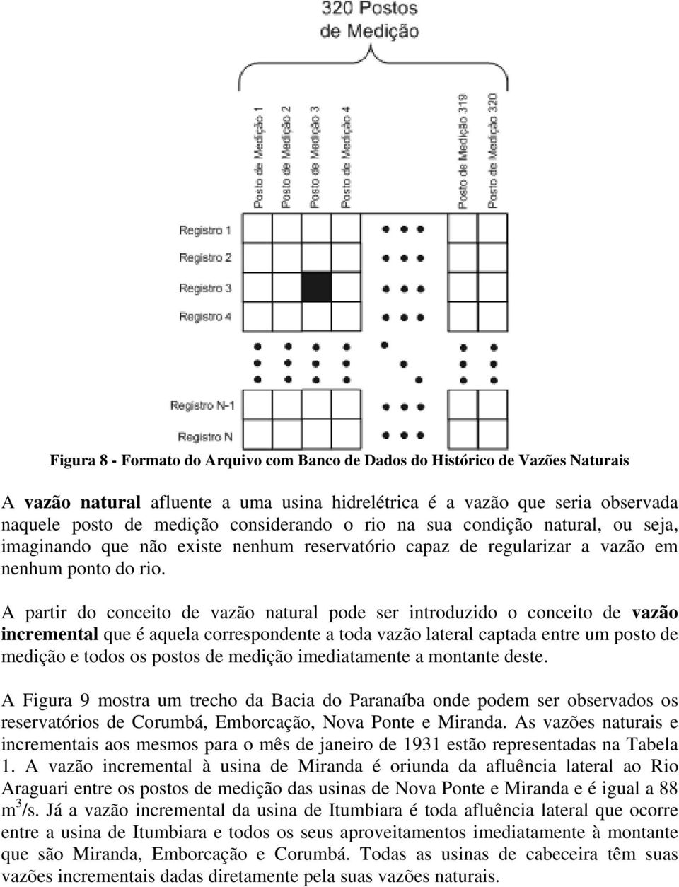 A partir do conceito de vazão natural pode ser introduzido o conceito de vazão incremental que é aquela correspondente a toda vazão lateral captada entre um posto de medição e todos os postos de