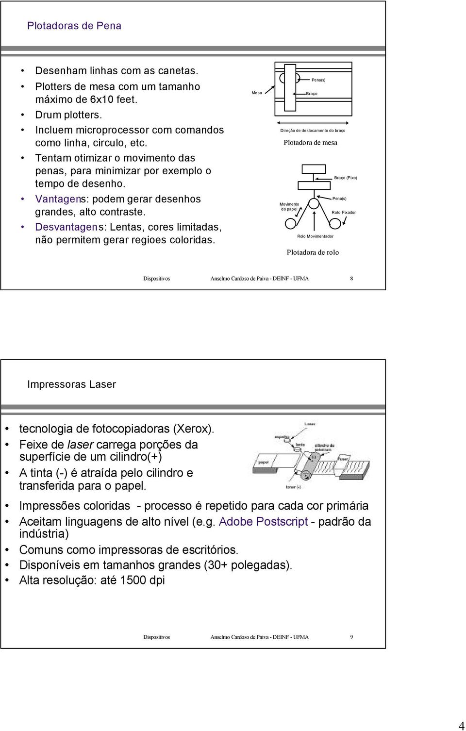 Desvantagens: Lentas, cores limitadas, não permitem gerar regioes coloridas.