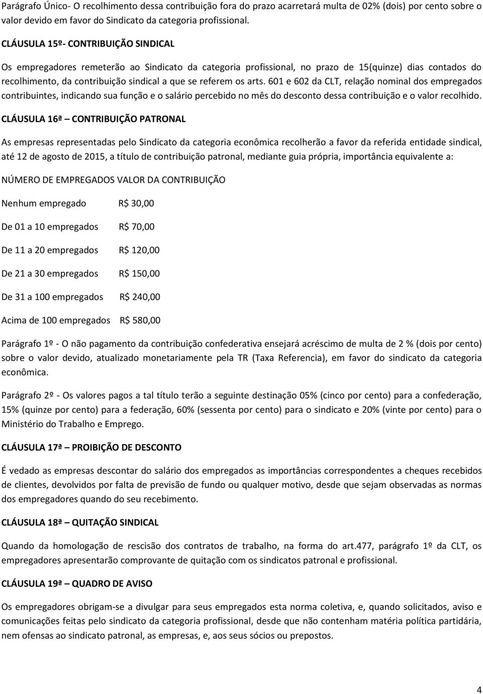 os arts. 601 e 602 da CLT, relação nominal dos empregados contribuintes, indicando sua função e o salário percebido no mês do desconto dessa contribuição e o valor recolhido.