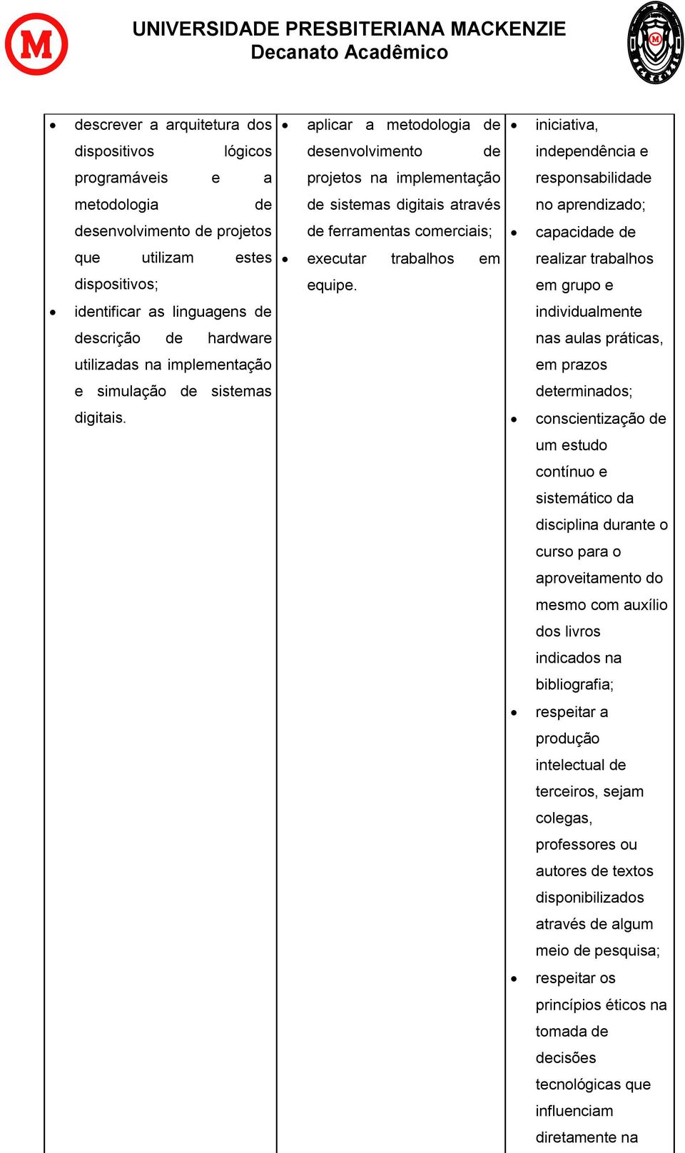 em grupo e identificar as linguagens de individualmente descrição de hardware nas aulas práticas, utilizadas na implementação em prazos e simulação de sistemas determinados; digitais.