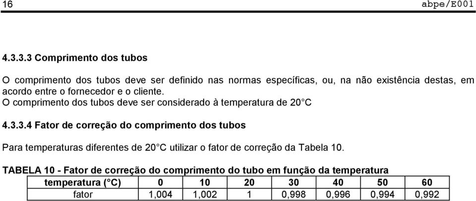 ntr o forncdor o clint. O comprimnto dos tubos dv sr considrado à tmpratura d 20 C 4.3.