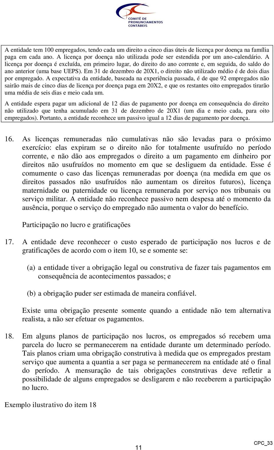 Em 31 de dezembro de 20X1, o direito não utilizado médio é de dois dias por empregado.