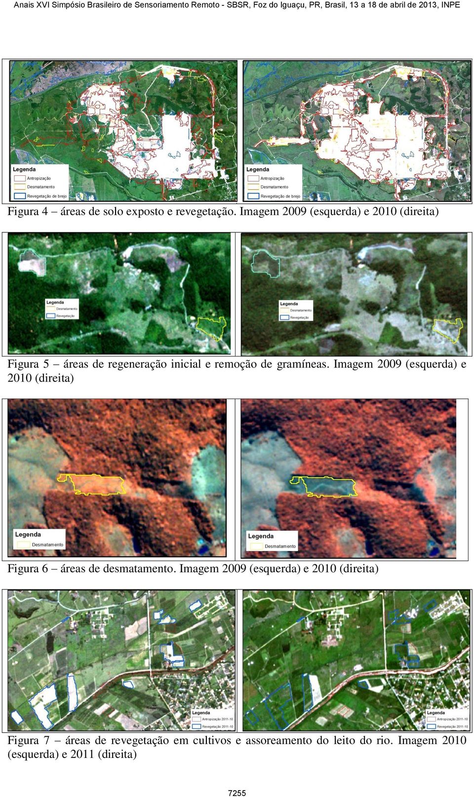 gramíneas. Imagem 2009 (esquerda) e 2010 (direita) Figura 6 áreas de desmatamento.