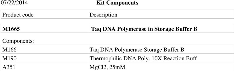 Polymerase in Storage Buffer B Taq DNA Polymerase