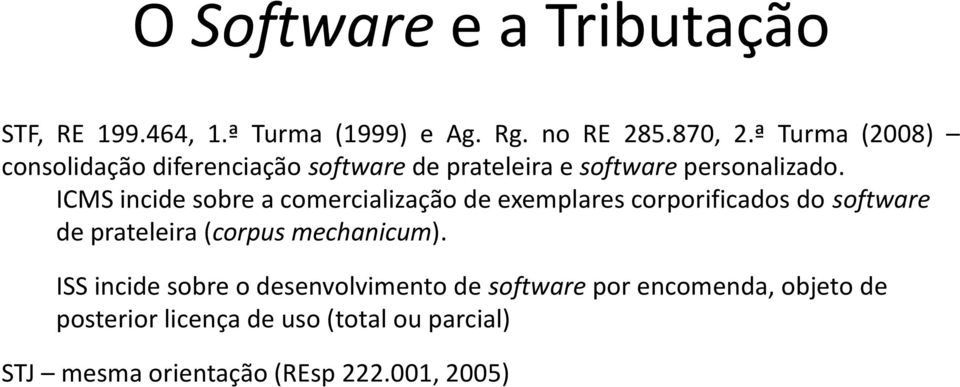 ICMS incide sobre a comercialização de exemplares corporificados do software de prateleira (corpus