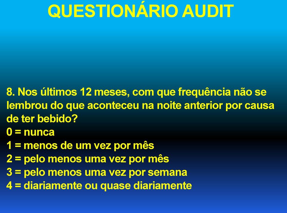 aconteceu na noite anterior por causa de ter bebido?