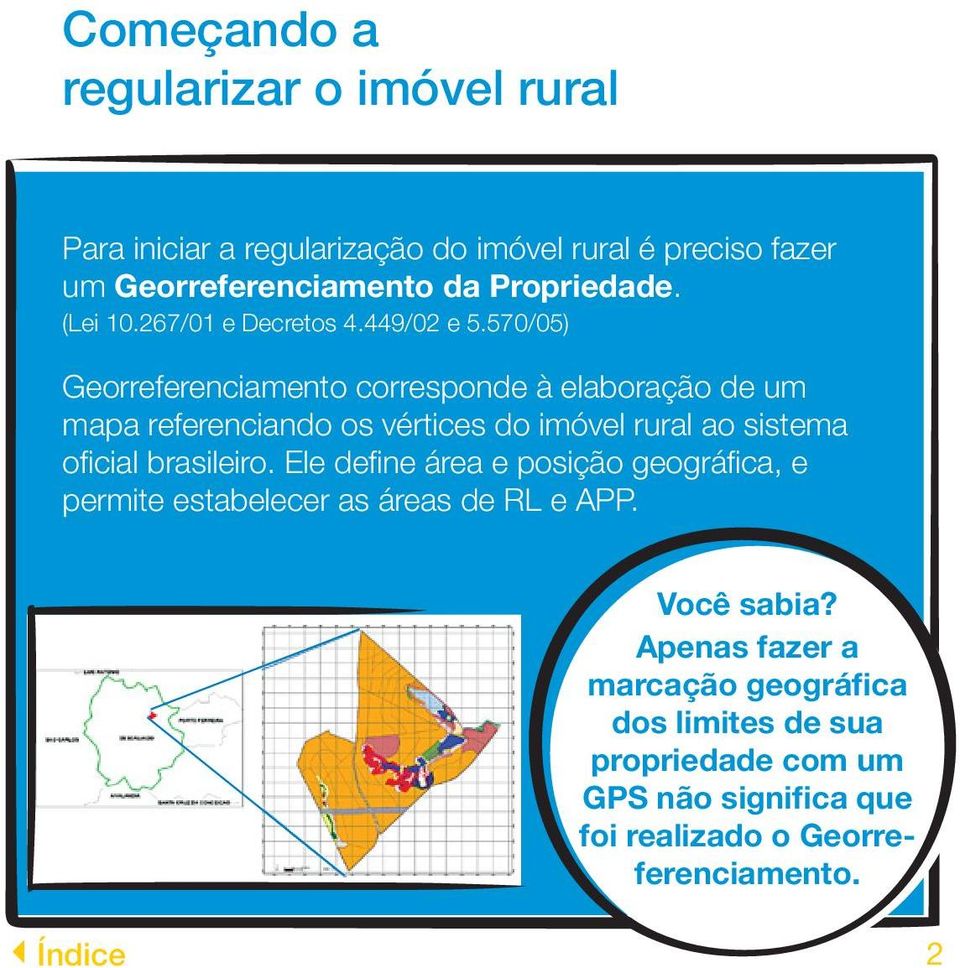 570/05) Georreferenciamento corresponde à elaboração de um mapa referenciando os vértices do imóvel rural ao sistema oficial brasileiro.