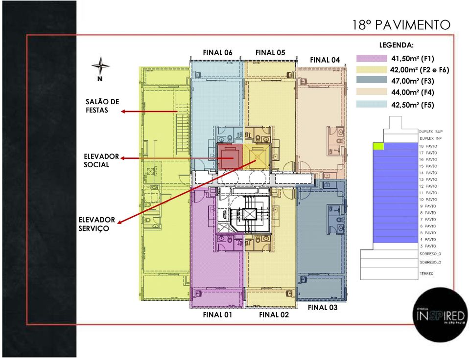 SALÃO DE FESTAS 44,00m² (F4) 42,50m² (F5)