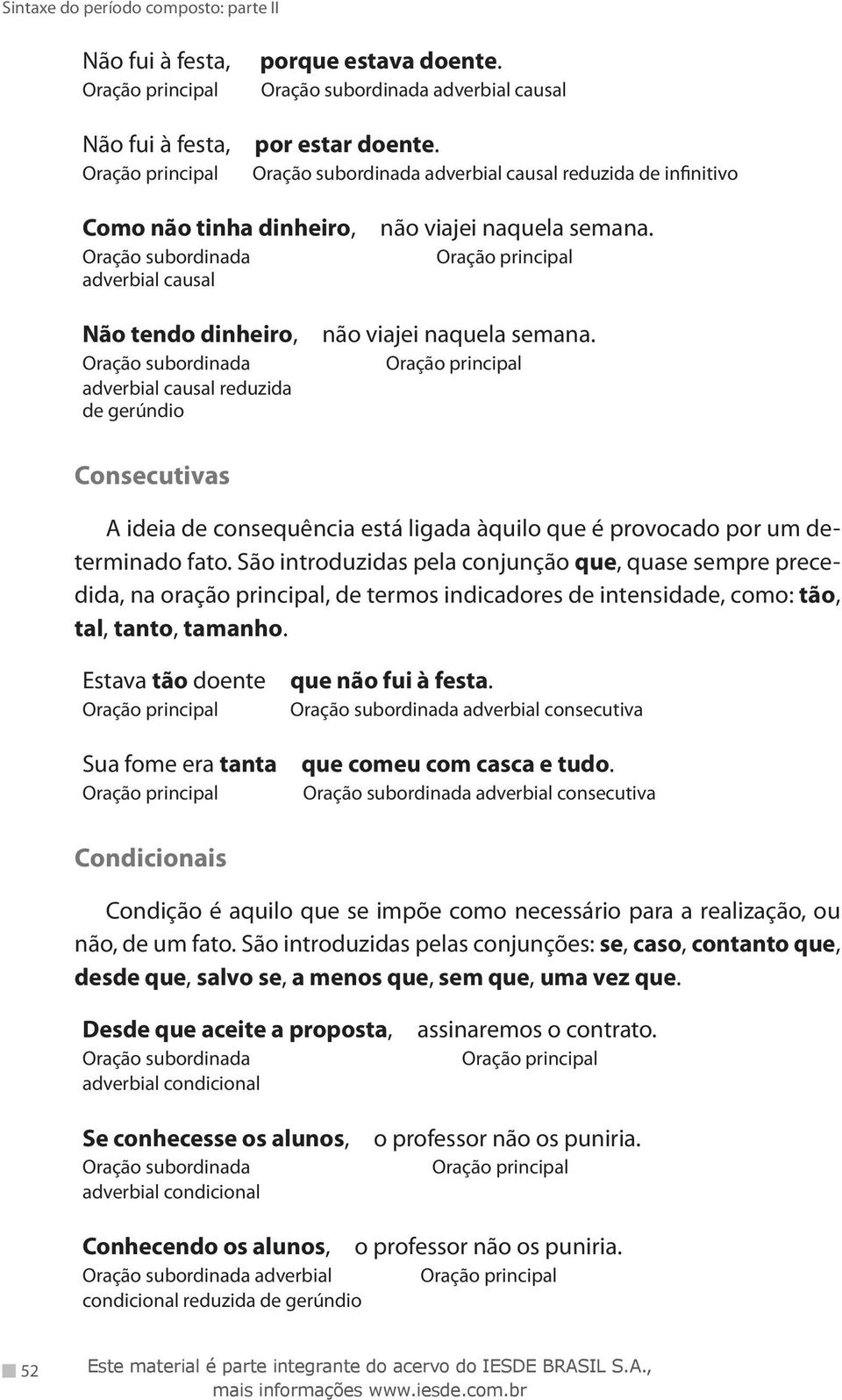 São introduzidas pela conjunção que, quase sempre precedida, na oração principal, de termos indicadores de intensidade, como: tão, tal, tanto, tamanho.