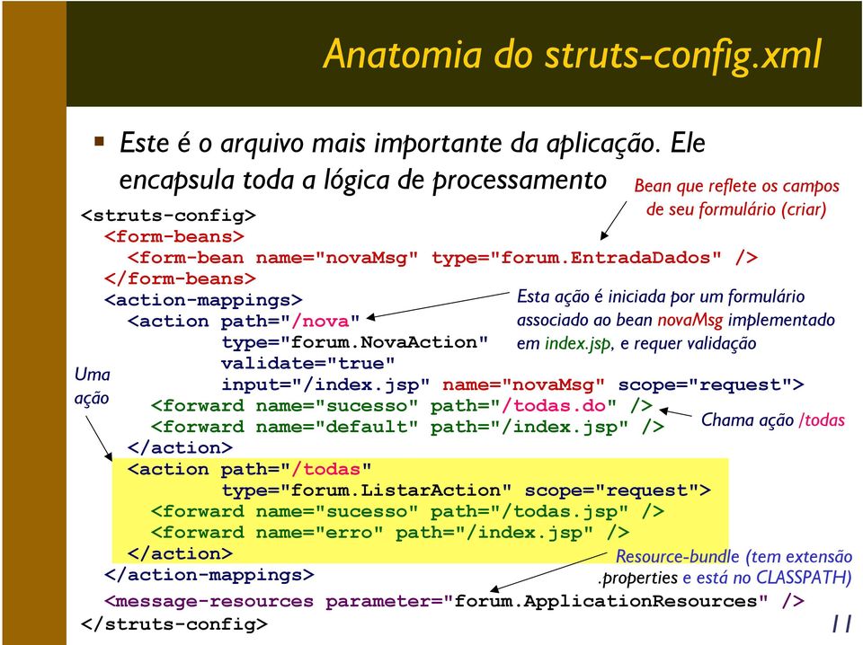 jsp" name="novamsg" scope="request"> <forward name="sucesso" path="/todas.do" /> <forward name="default" path="/index.jsp" /> </action> <action path="/todas" type="forum.