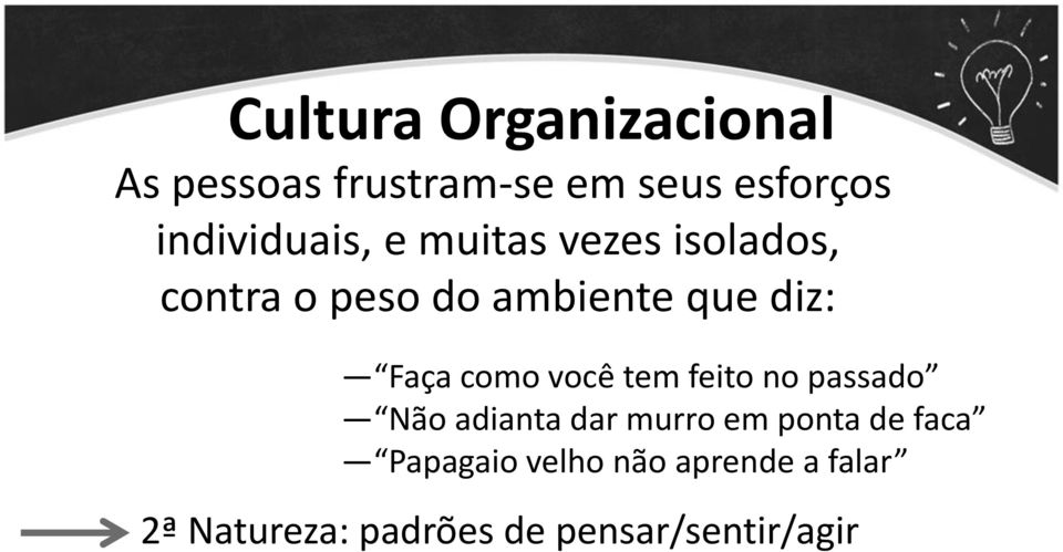 diz: Faça como você tem feito no passado Não adianta dar murro em ponta