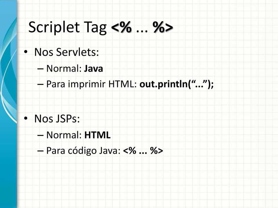 Para imprimir HTML: out.println(.