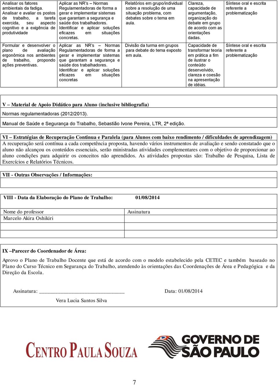 propondo ações preventivas. Aplicar as NR s Normas Regulamentadoras de forma a gerar e implementar sistemas que garantam a segurança e saúde dos trabalhadores.