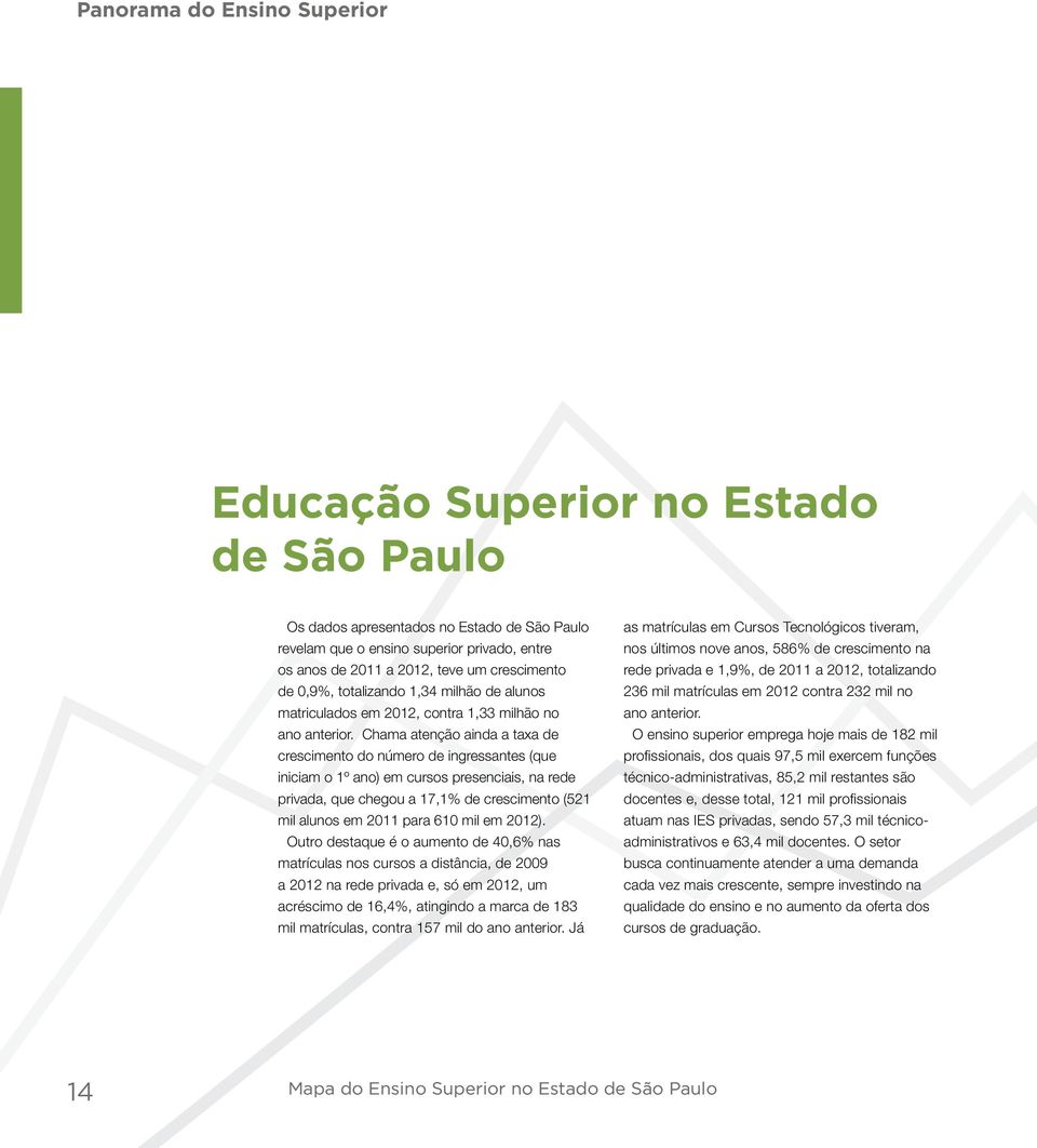 Chama atenção ainda a taxa de crescimento do número de ingressantes (que iniciam o 1º ano) em cursos presenciais, na rede privada, que chegou a 17,1% de crescimento (521 mil alunos em para 610 mil em