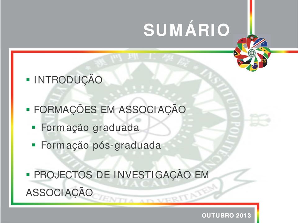 Formação pós-graduada PROJECTOS