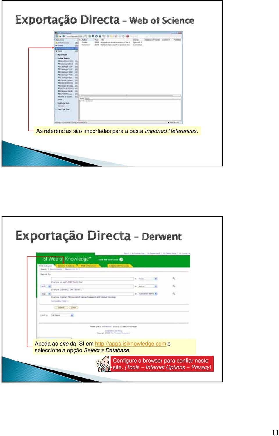 isiknowledge.com e seleccione a opção Select a Database.