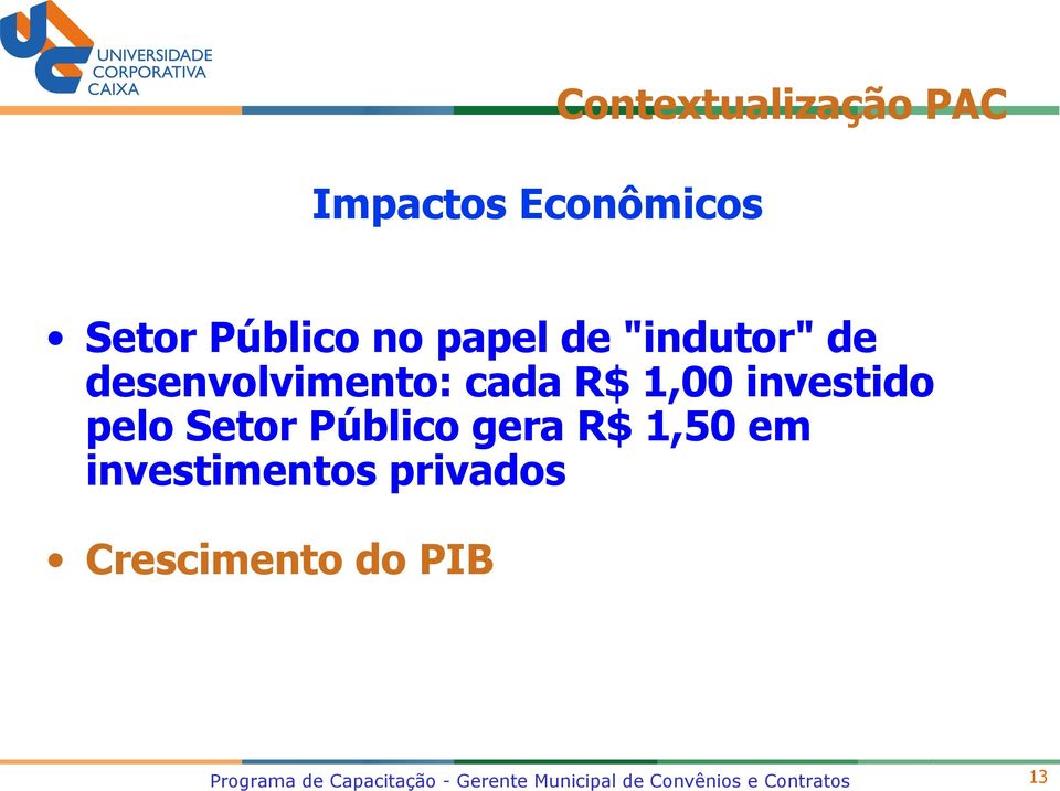 Público gera R$ 1,50 em investimentos privados Crescimento do PIB