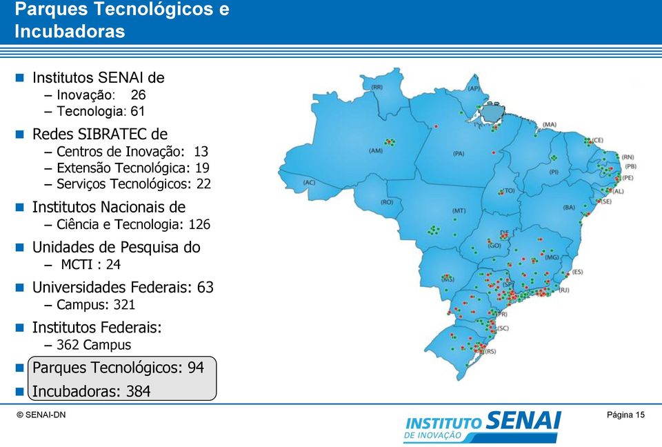 Institutos Nacionais de Ciência e Tecnologia: 26 Unidades de Pesquisa do MCTI : 24