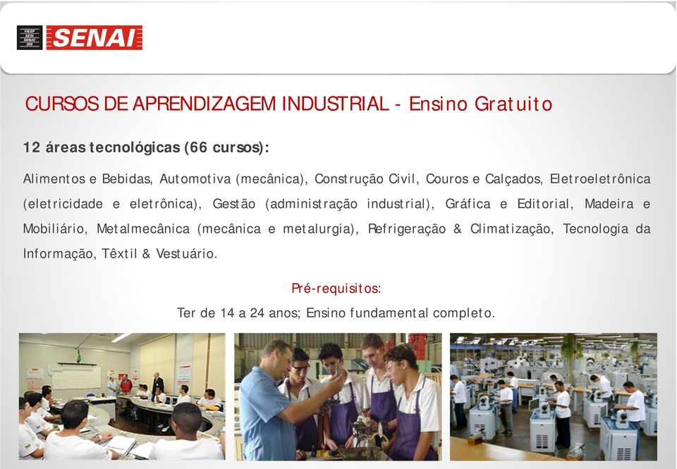 (administração industrial), Gráfica e Editorial, Madeira e Mobiliário, Metalmecânica (mecânica e metalurgia),