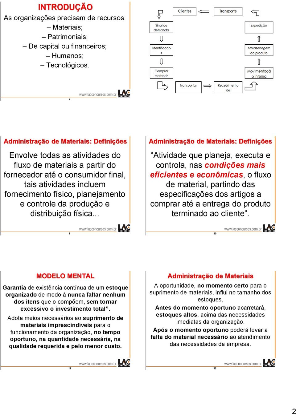 controle da produção e distribuição física.