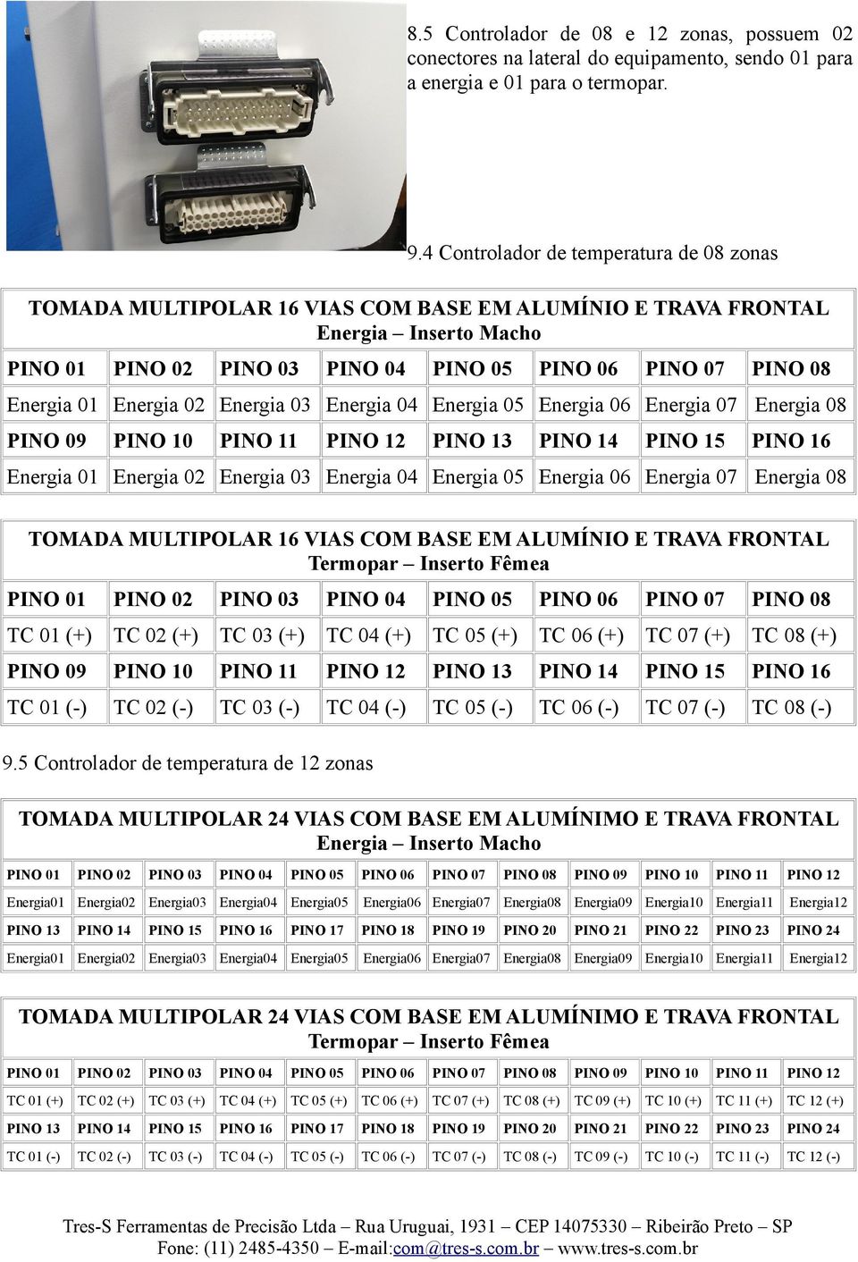 07 Energia 08 Energia 01 Energia 02 Energia 03 Energia 04 Energia 05 Energia 06 Energia 07 Energia 08 TOMADA MULTIPOLAR 16 VIAS COM BASE EM ALUMÍNIO E TRAVA FRONTAL Termopar Inserto Fêmea TC 01 (+)