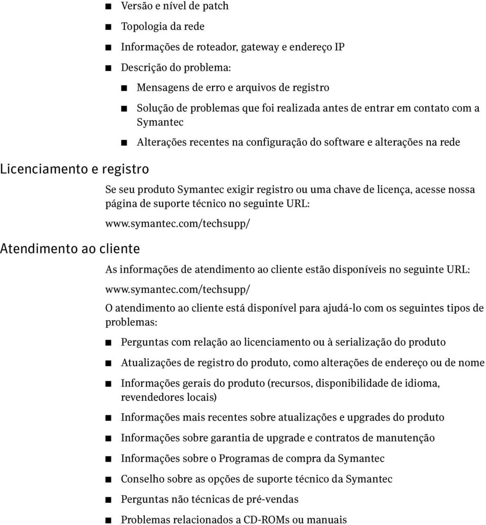 chave de licença, acesse nossa página de suporte técnico no seguinte URL: www.symantec.