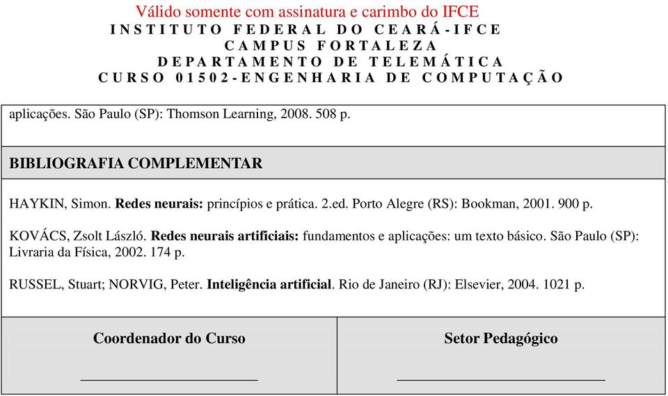 Redes neurais artificiais: fundamentos e aplicações: um texto básico. São Paulo (SP): Livraria da Física, 2002.