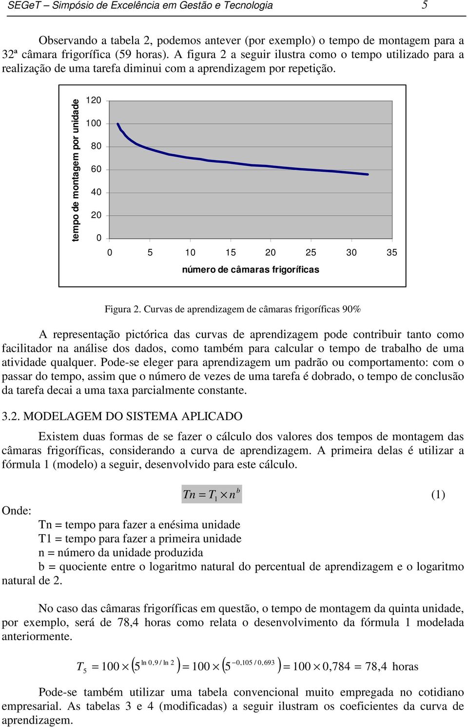 tempo de motagem por uidade 120 100 80 60 40 20 0 0 5 10 15 20 25 30 35 úmero de câmaras frigoríficas Figura 2.