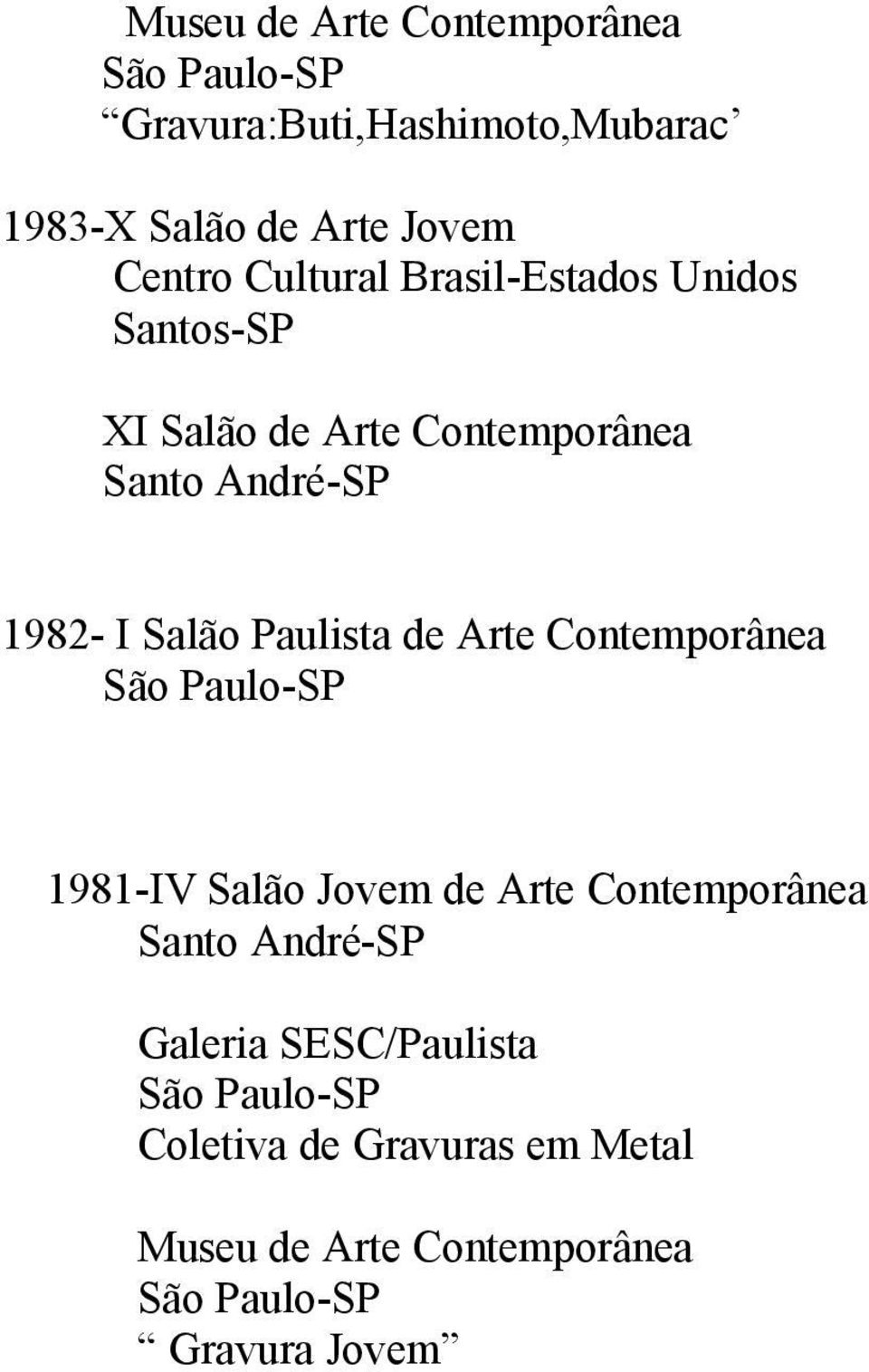 Salão Paulista de Arte Contemporânea 1981-IV Salão Jovem de Arte Contemporânea Galeria