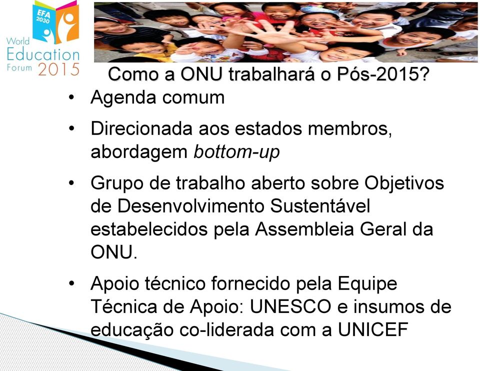 trabalho aberto sobre Objetivos de Desenvolvimento Sustentável estabelecidos