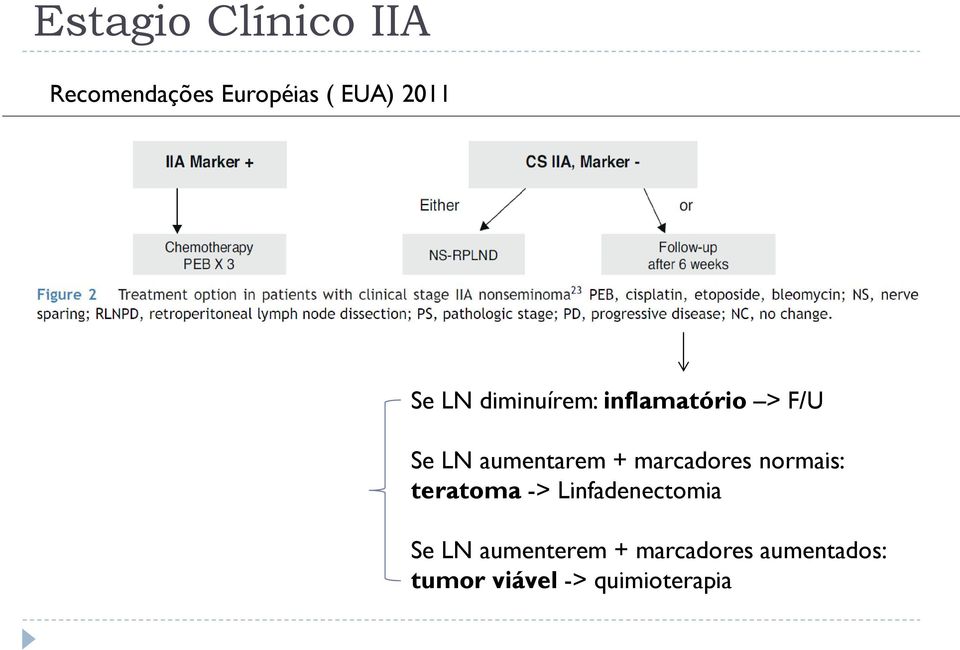 marcadores normais: teratoma -> Linfadenectomia Se LN