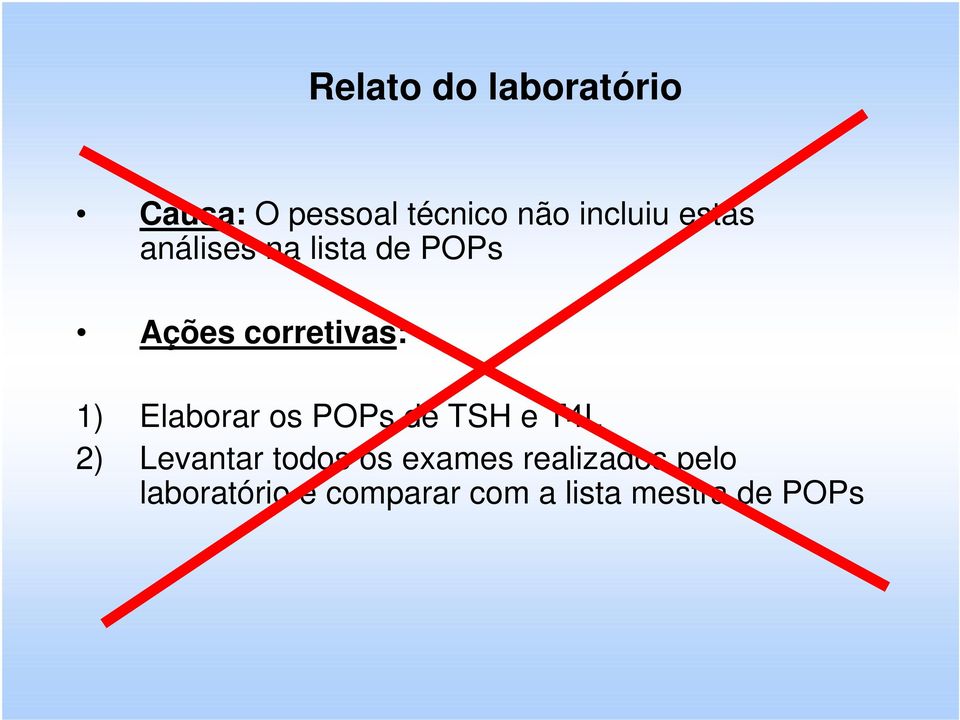 Elaborar os POPs de TSH e T4L 2) Levantar todos os exames