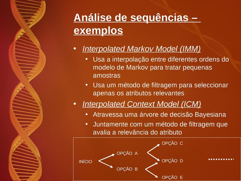atributos relevantes Interpolated Context Model (ICM) Atravessa uma árvore de decisão Bayesiana Juntamente