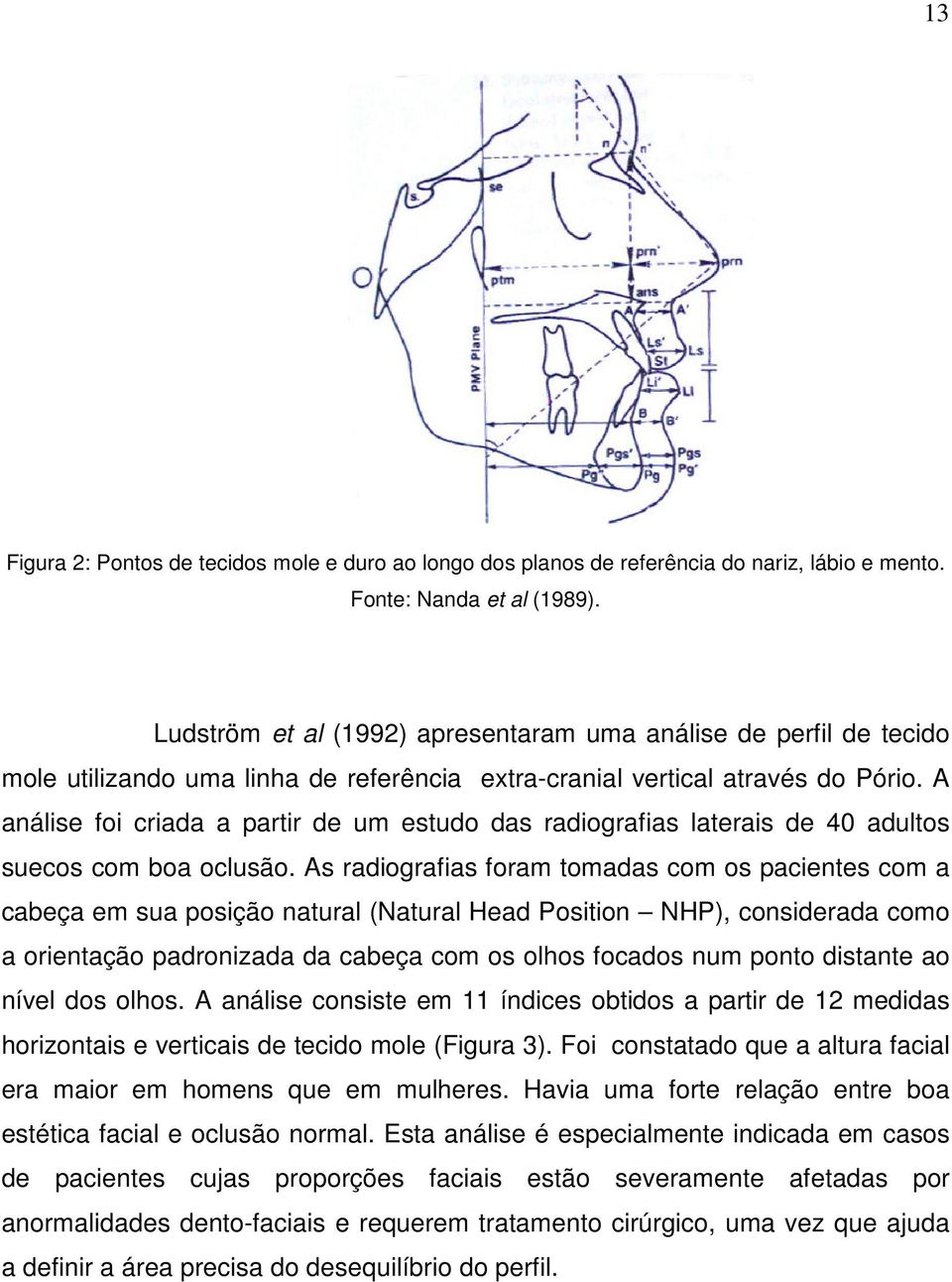 A análise foi criada a partir de um estudo das radiografias laterais de 40 adultos suecos com boa oclusão.