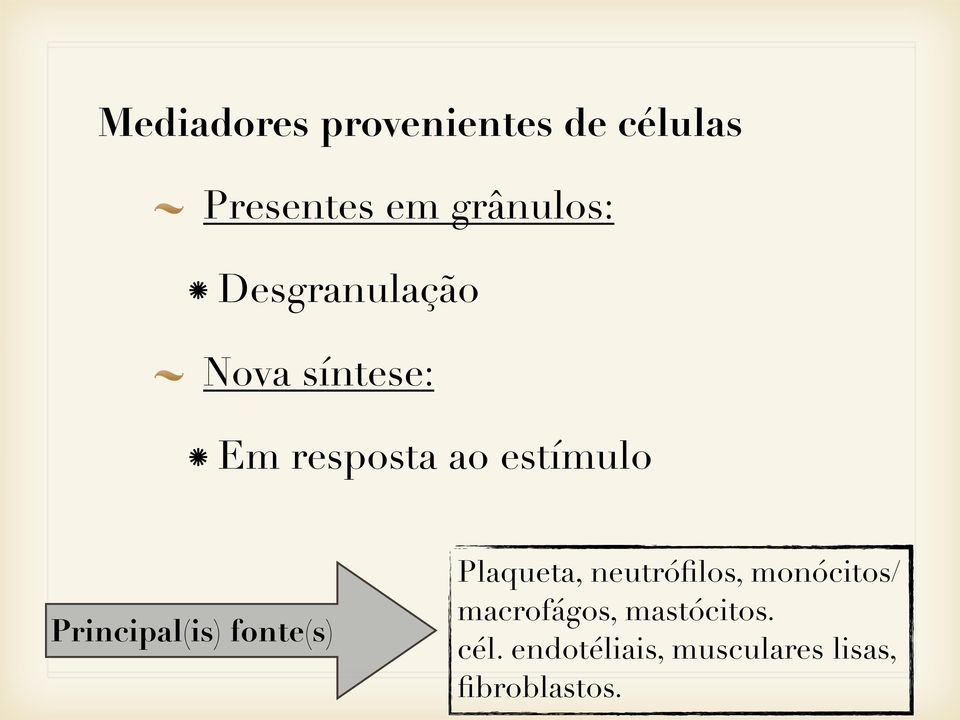 Principal(is) fonte(s) Plaqueta, neutrófilos, monócitos/