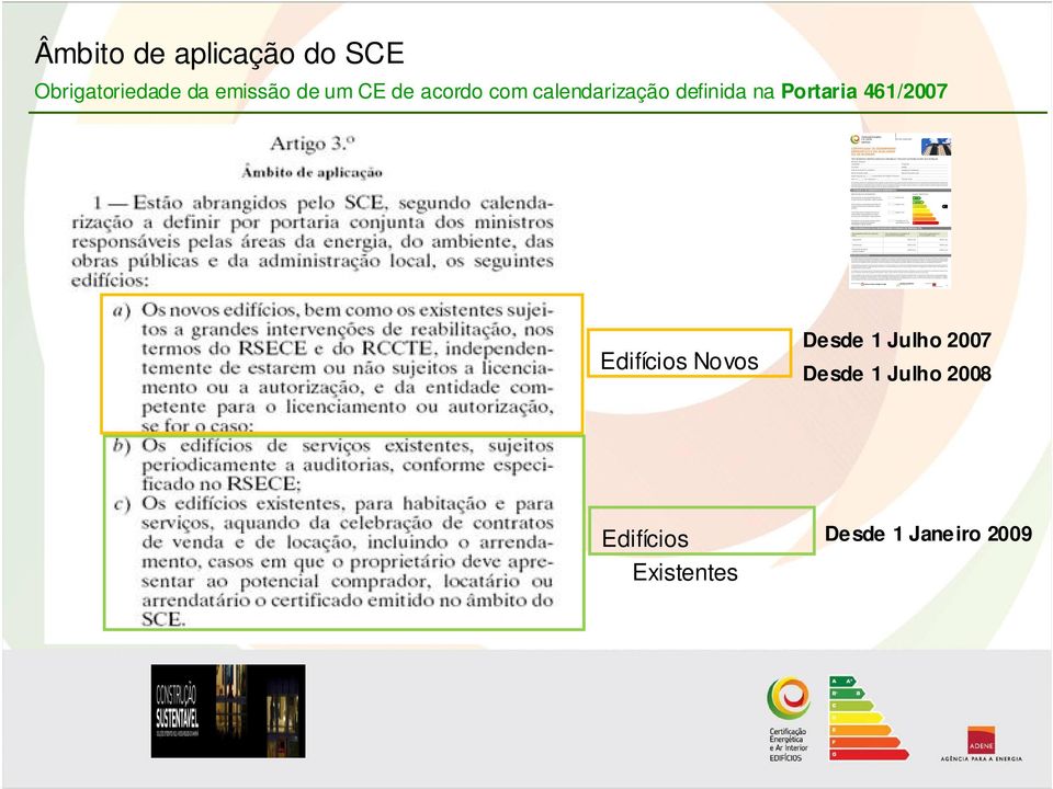Portaria 461/2007 Edifícios Novos Desde 1 Julho 2007