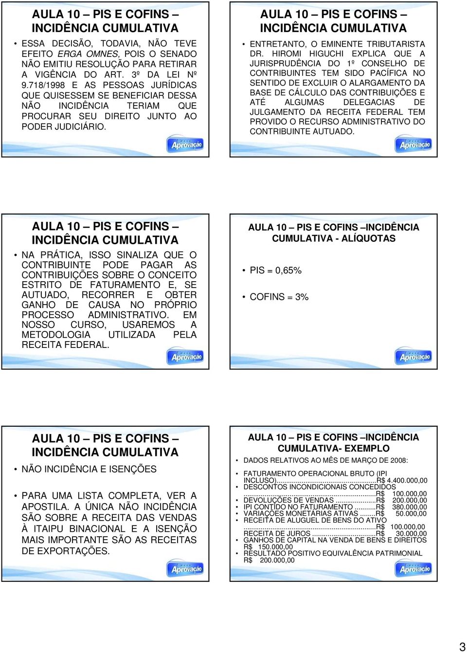 HIROMI HIGUCHI EXPLICA QUE A JURISPRUDÊNCIA DO 1º CONSELHO DE CONTRIBUINTES TEM SIDO PACÍFICA NO SENTIDO DE EXCLUIR O ALARGAMENTO DA BASE DE CÁLCULO DAS CONTRIBUIÇÕES E ATÉ ALGUMAS DELEGACIAS DE