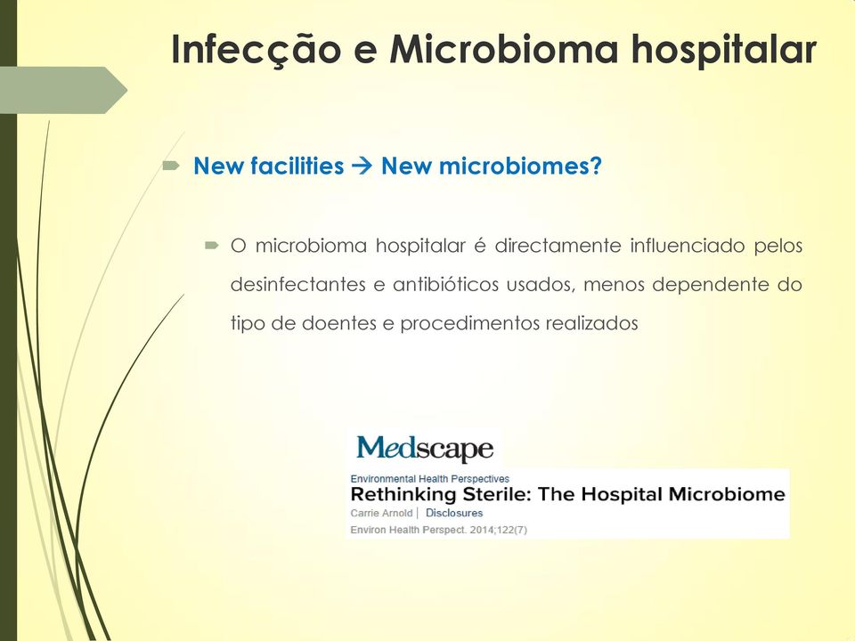 O microbioma hospitalar é directamente influenciado