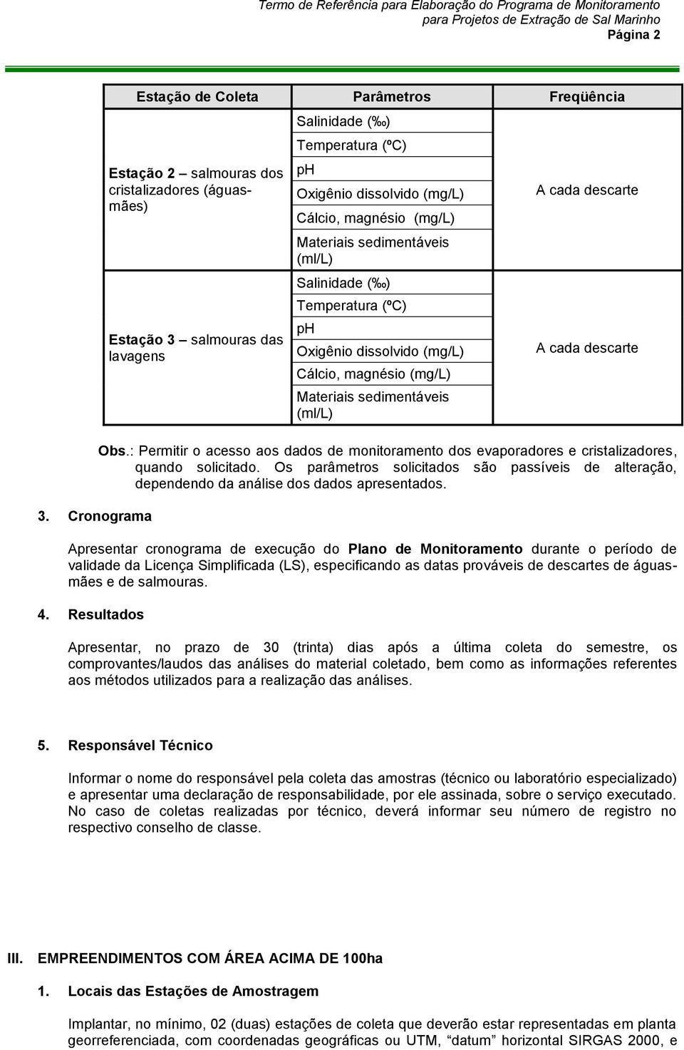 Os parâmetros solicitados são passíveis de alteração, dependendo da análise dos dados apresentados.