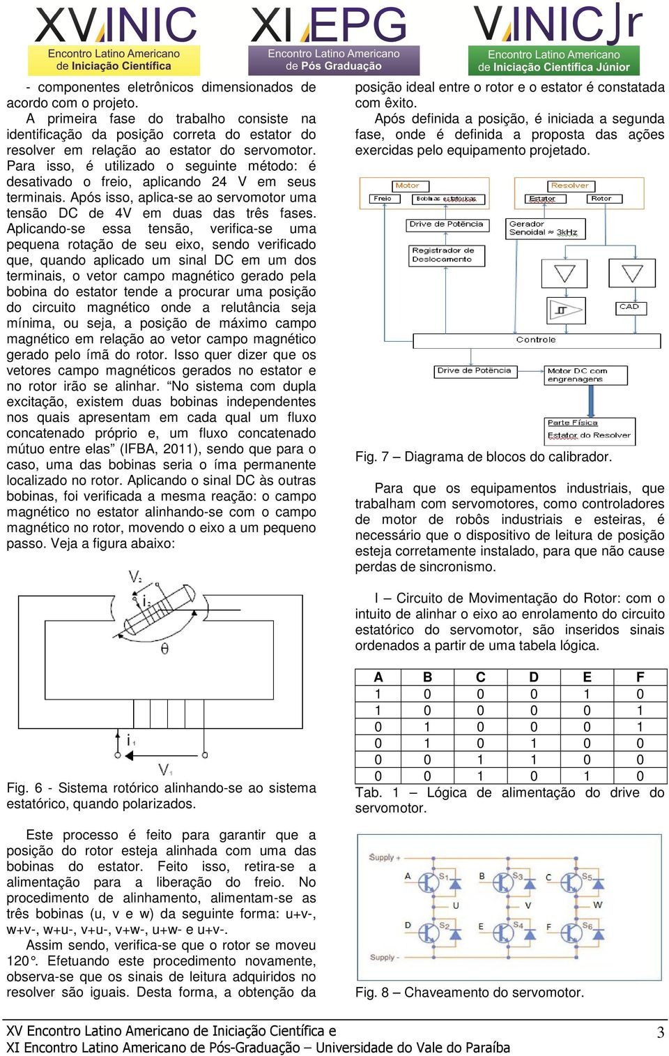 Aplicando-se essa tensão, verifica-se uma pequena rotação de seu eixo, sendo verificado que, quando aplicado um sinal DC em um dos terminais, o vetor campo magnético gerado pela bobina do estator