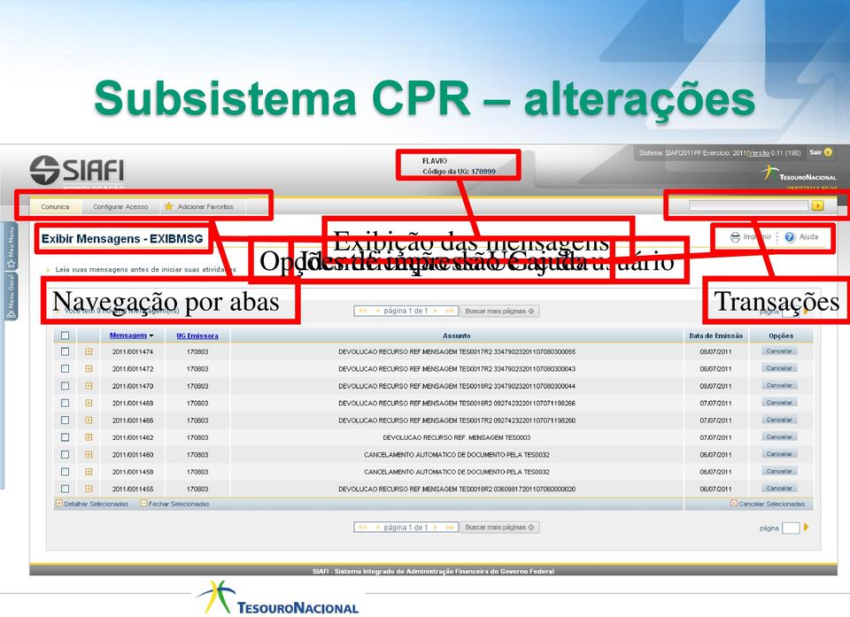 Identificação impressão da UG e