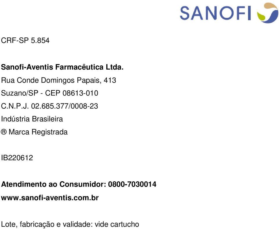 685.377/0008-23 Indústria Brasileira Marca Registrada IB220612