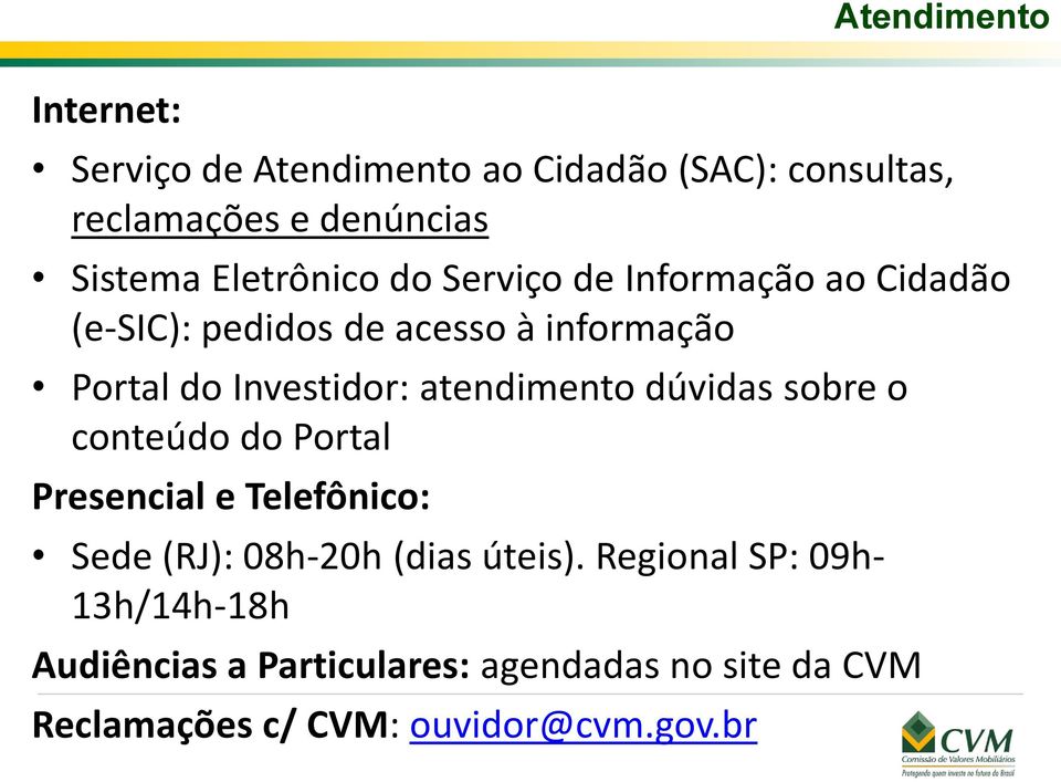 atendimento dúvidas sobre o conteúdo do Portal Presencial e Telefônico: Sede (RJ): 08h-20h (dias úteis).