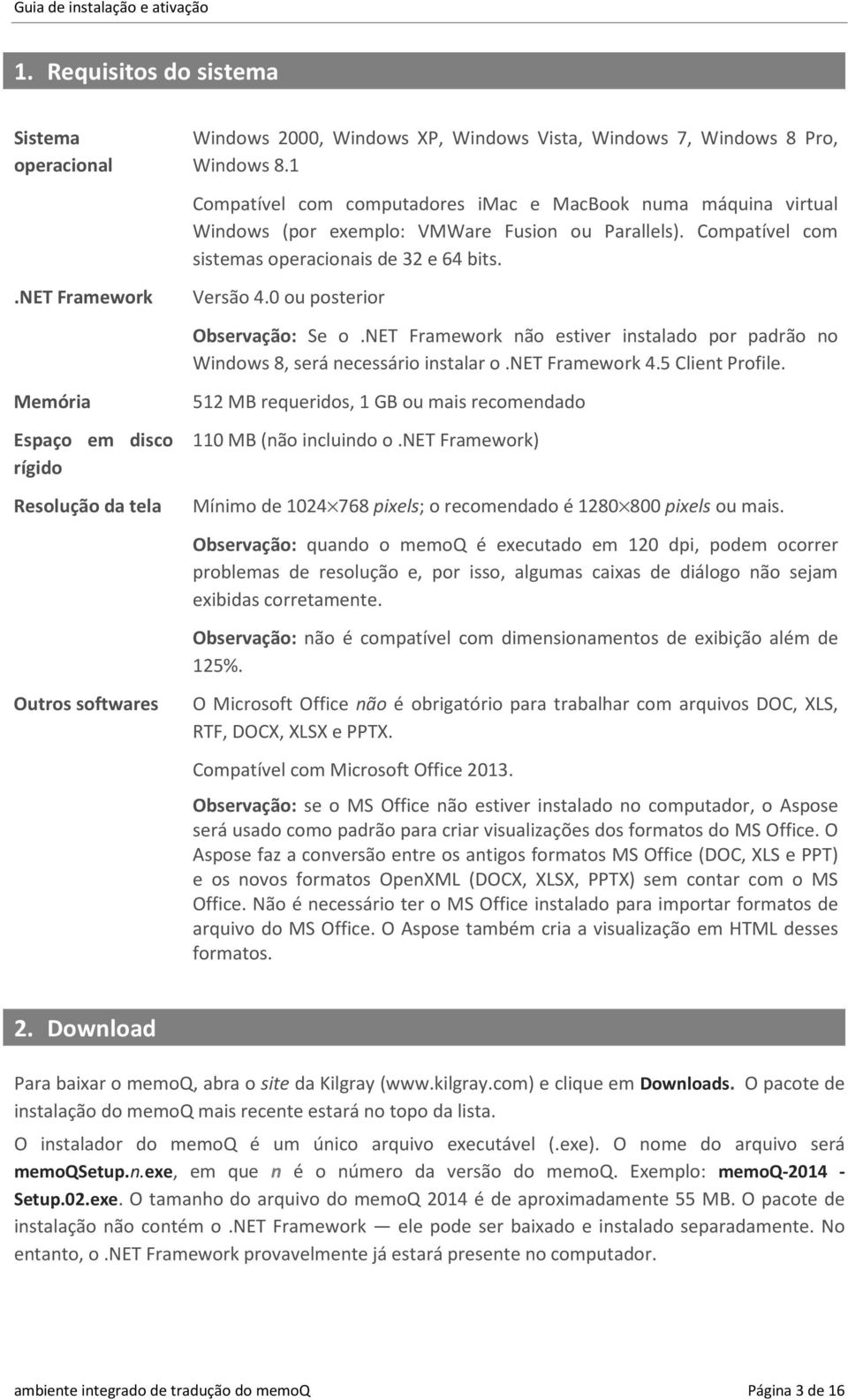 0 ou posterior Observação: Se o.net Framework não estiver instalado por padrão no Windows 8, será necessário instalar o.net Framework 4.5 Client Profile.