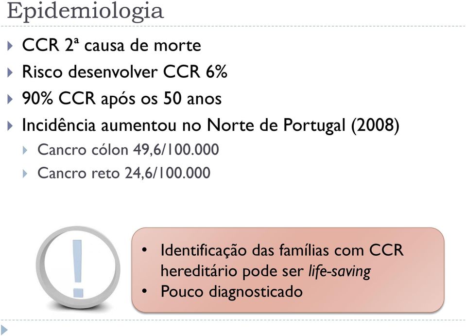 Cancro cólon 49,6/100.000 Cancro reto 24,6/100.