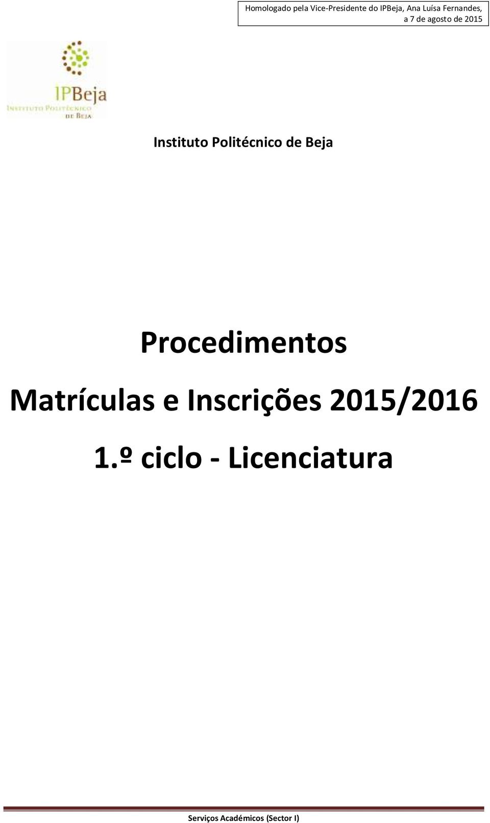 Inscrições 2015/2016 1.