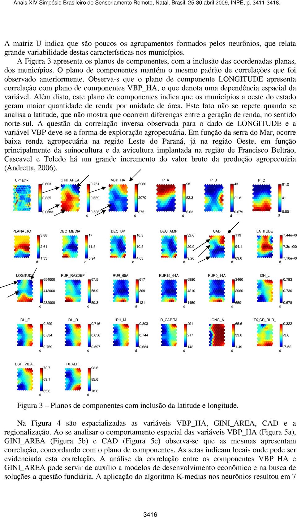 Observa-s que o plano e componente LONGITUDE apresenta correlação com plano e componentes VBP_HA, o que enota uma epenência espacial a variável.